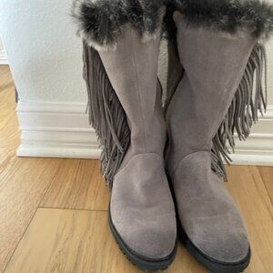 NWOT Sam Edelman Grey Suede Fringe Tilden Boots Size 7